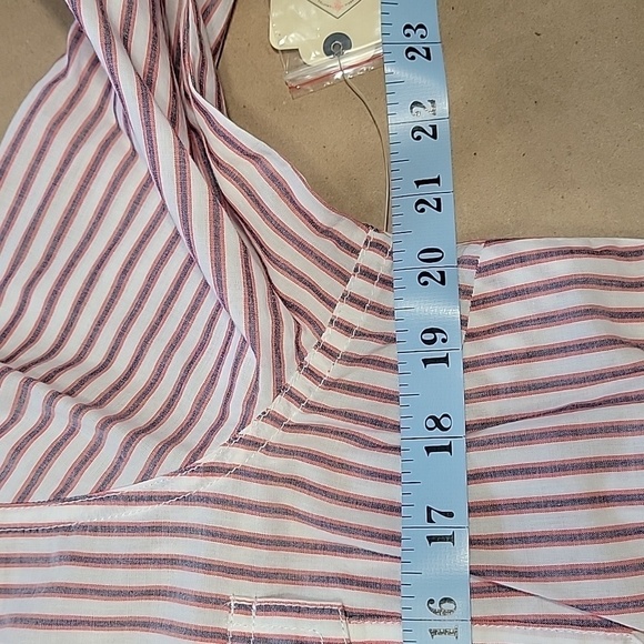 St. John's Bay Size M White with Faded Blue & Red Striped Button Down Shirt NEW - Picture 9 of 12